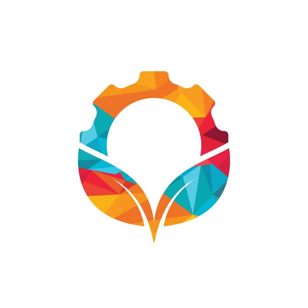 Getriebeblatt-Vektor-Logo-Design. abstraktes konzept für ökologiethema, grüne ökoenergie, technologie und industrie. vektor