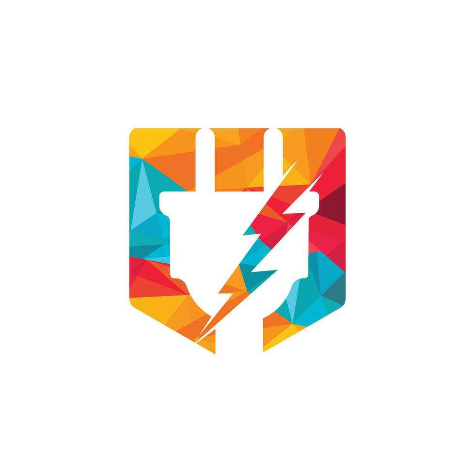 elektrisk plugg och blixt vektor logotyp design. kraft energi symbol.