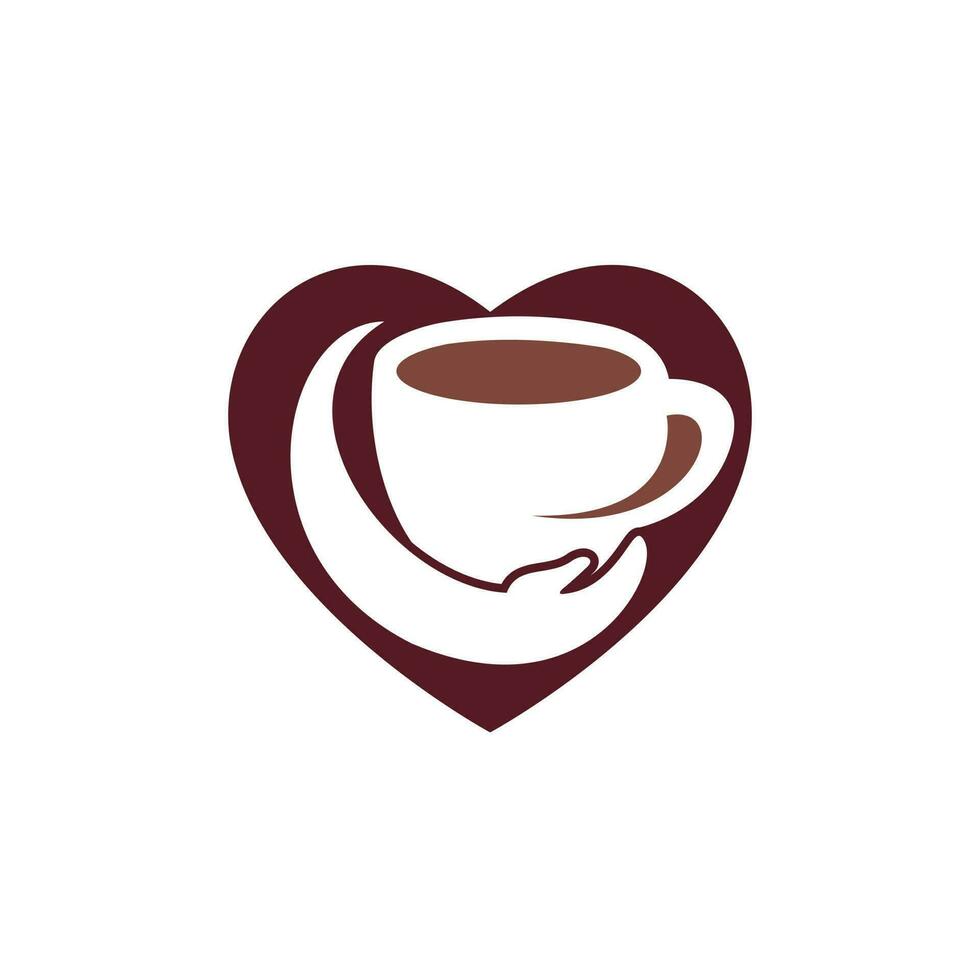 kaffe vård vektor logotyp design. kaffe kopp och hand ikon design.