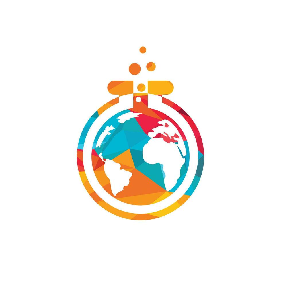 World Science-Vektor-Logo-Design. Planet-Logo mit Science-Lab-Logo-Konzept. vektor