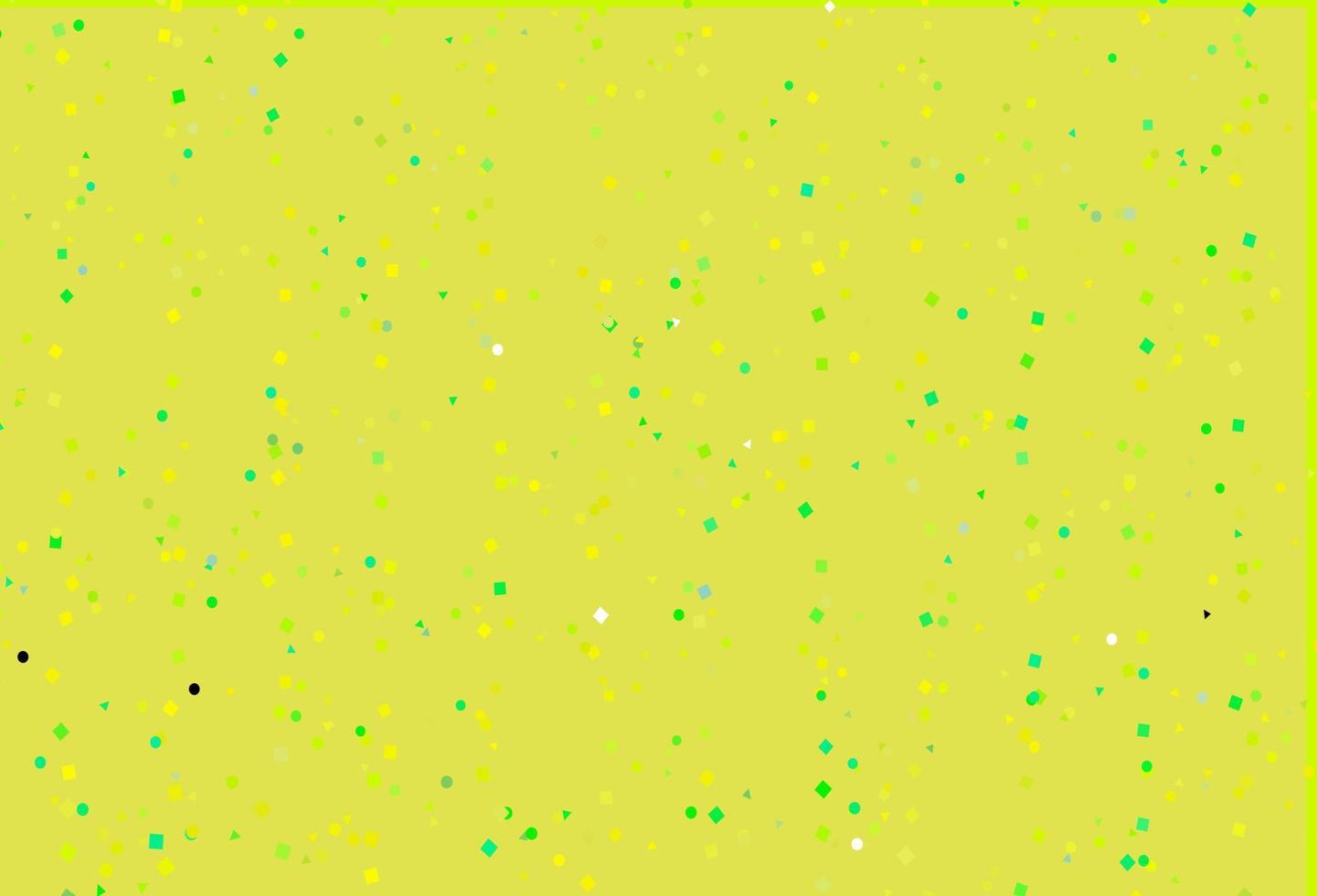 ljusgrön, gul vektormall med kristaller, cirklar, rutor. vektor