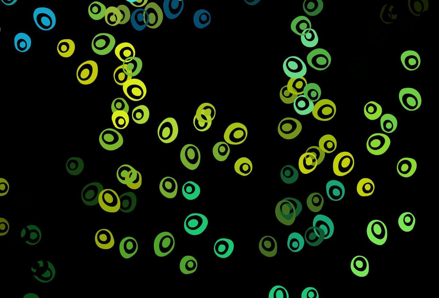 dunkelgrüner, gelber Vektorhintergrund mit Blasen. vektor