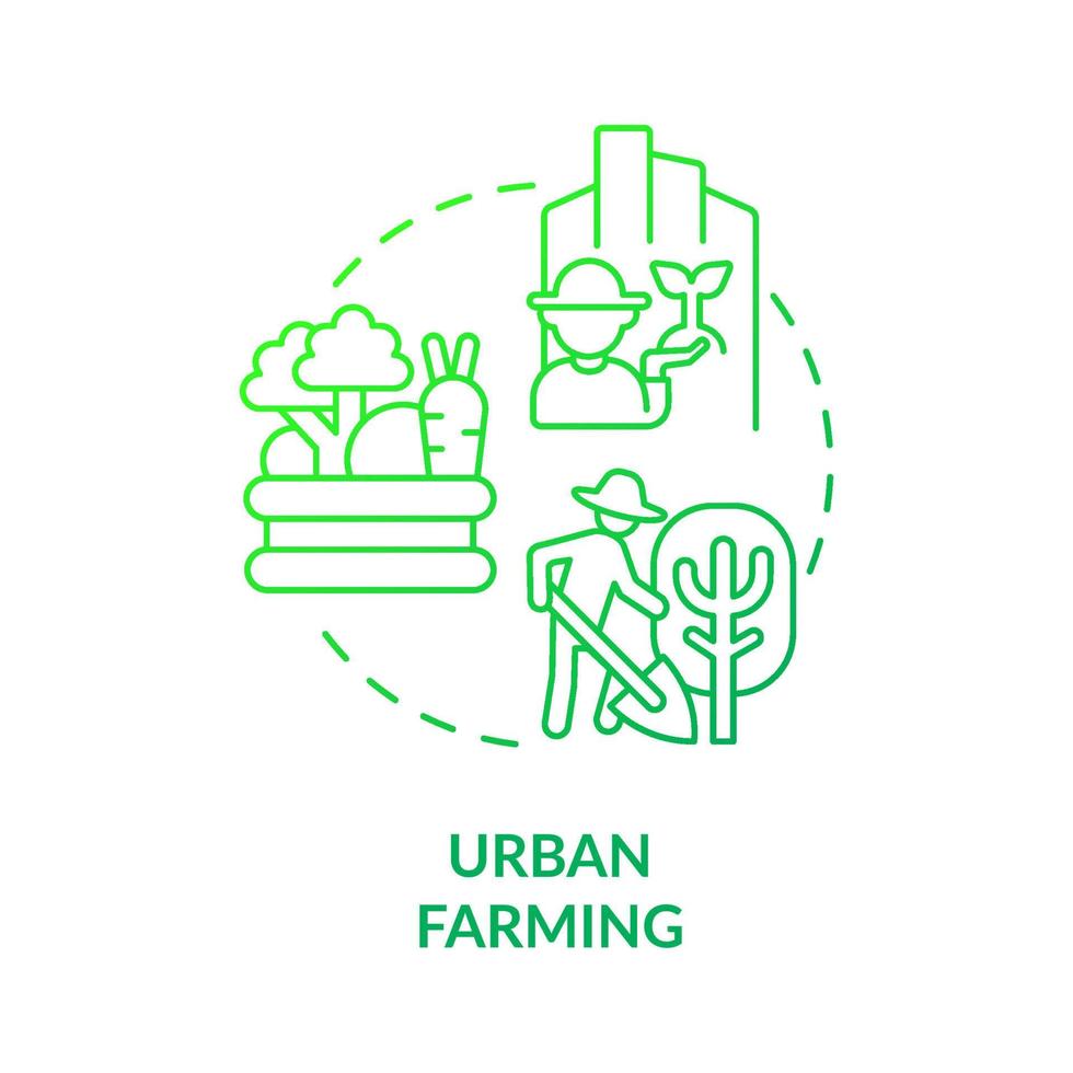 Urban Farming Green Gradient Konzept Symbol. Wasser und Biodiversität in grünem Gradienten Urbanismus abstrakte Idee dünne Linie Illustration. Landwirtschaft. isolierte Umrisszeichnung. vektor