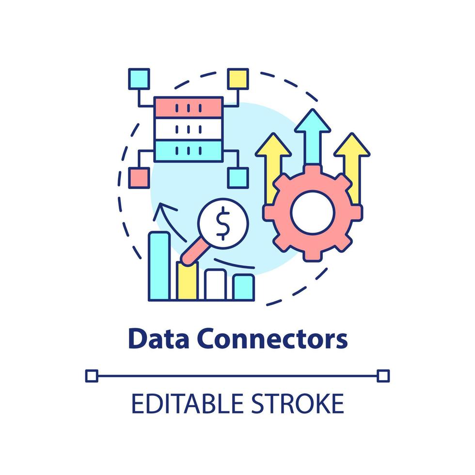 Symbol für das Konzept der Datenanschlüsse. Verkaufstool abstrakte Idee dünne Linie Abbildung. isolierte Umrisszeichnung. Verbindungen zu Datenbanken herstellen. editierbarer Strich. vektor