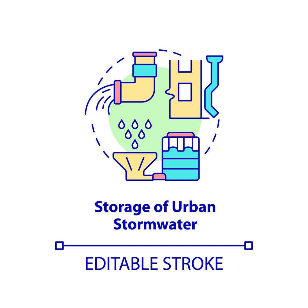 Symbol für die Speicherung des städtischen Regenwasserkonzepts. Erhalt der städtischen Biodiversität abstrakte Idee dünne Linie Illustration. isolierte Umrisszeichnung. editierbarer Strich. vektor