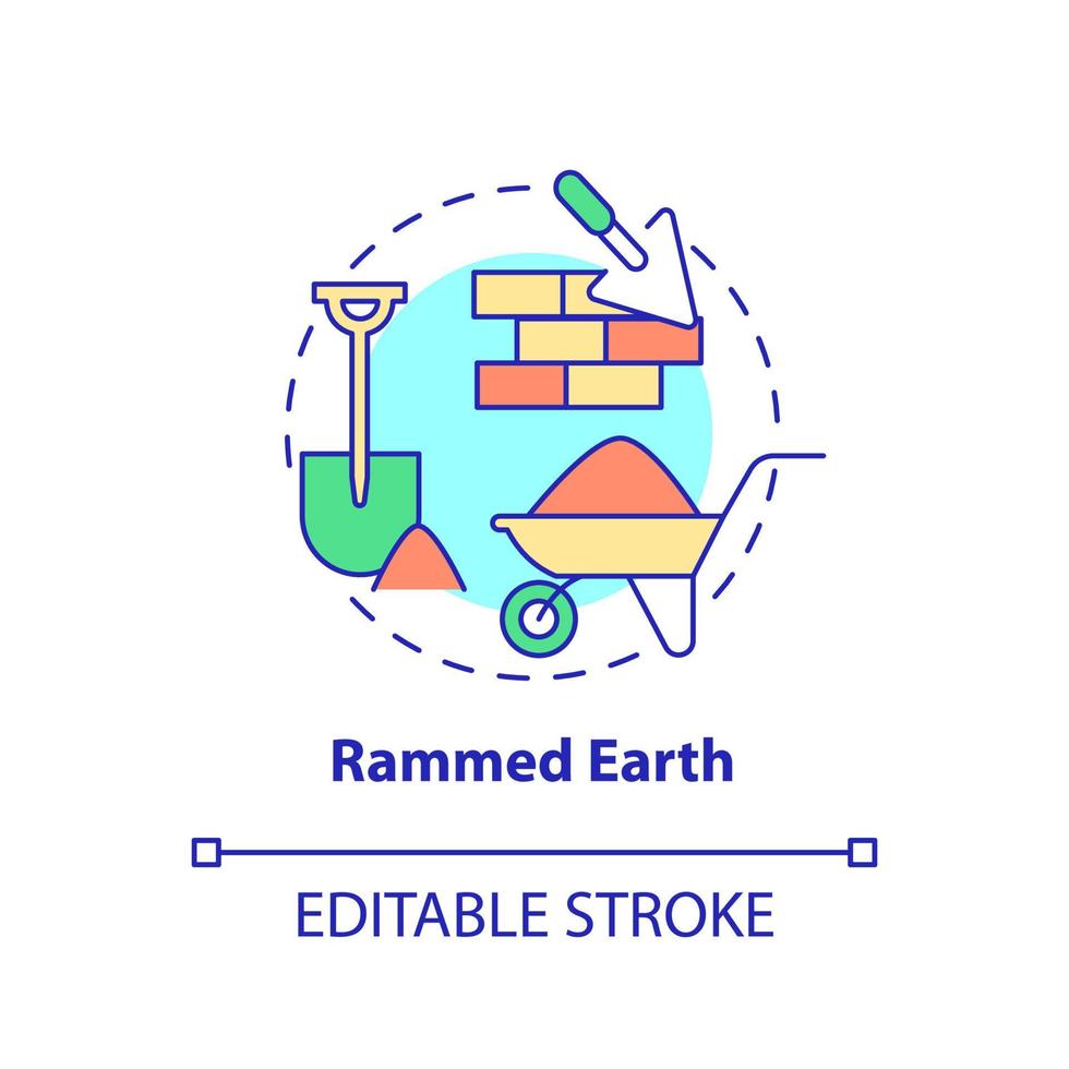 ramade jord begrepp ikon. alternativ byggnad resurs abstrakt aning tunn linje illustration. låg miljö- påverkan. isolerat översikt teckning. redigerbar stroke. vektor