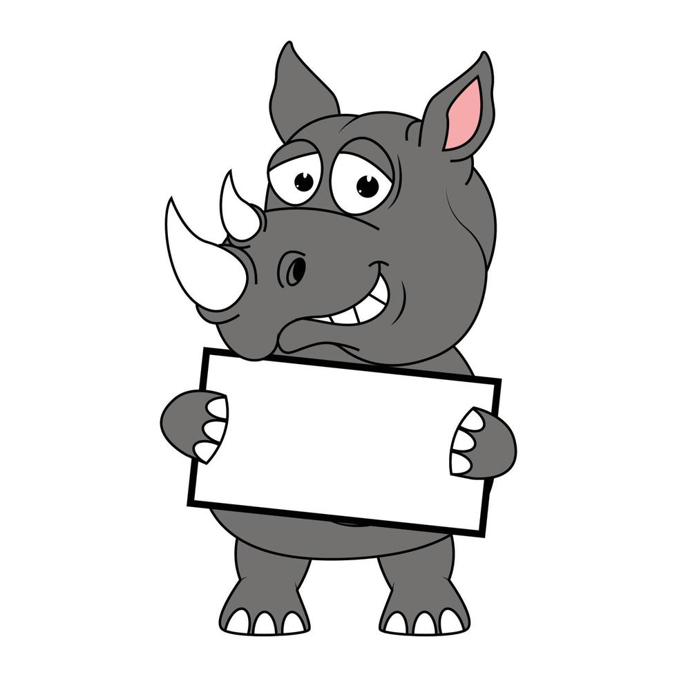 söt rhino djur tecknad illustration vektor