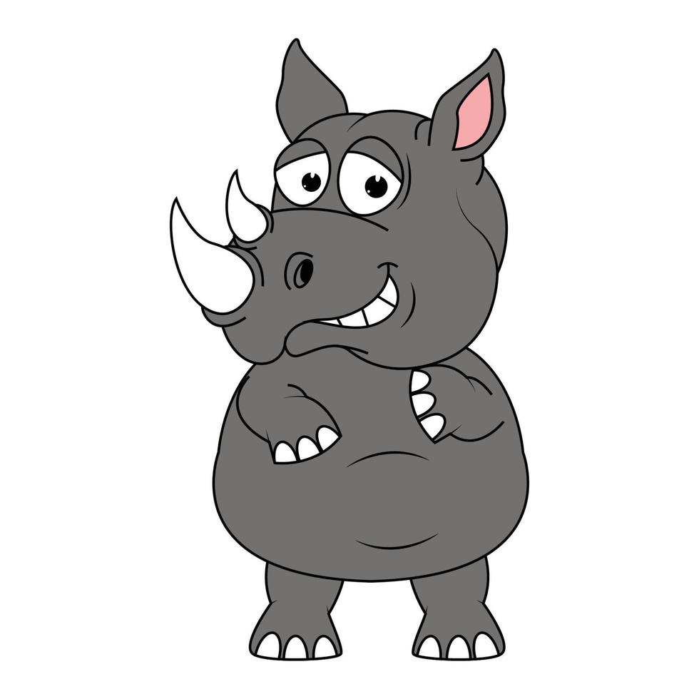 niedliche Nashorn-Tier-Cartoon-Illustration vektor