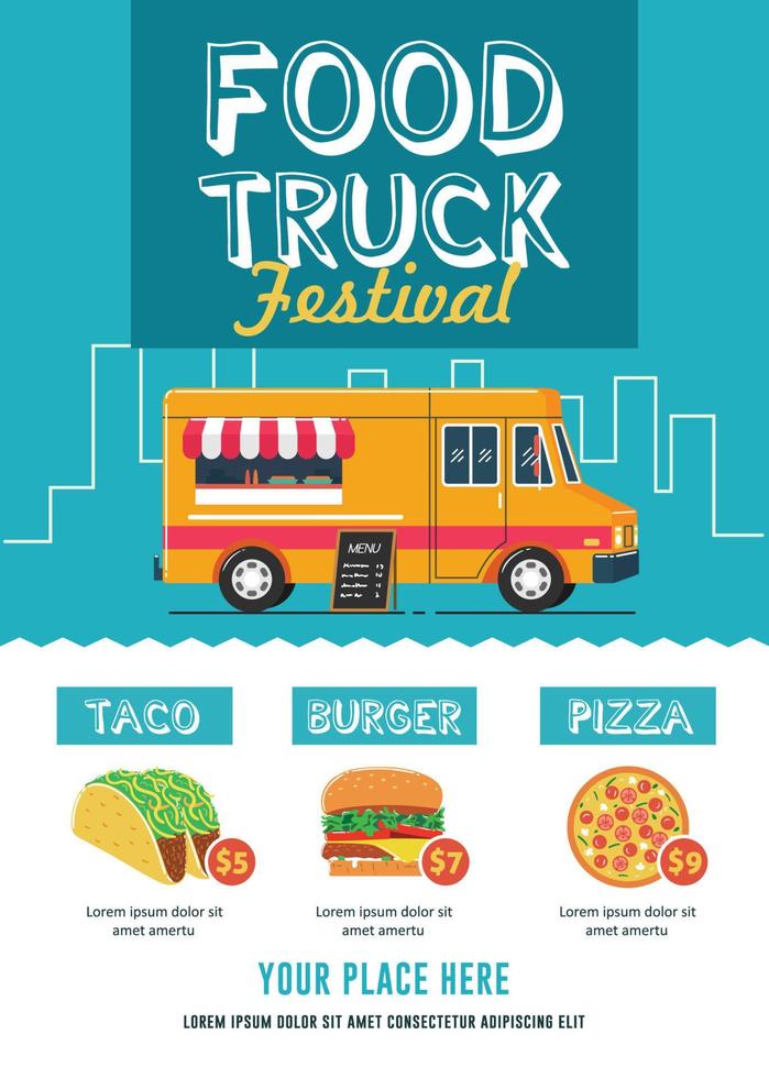 food truck festival flyer mall vektor