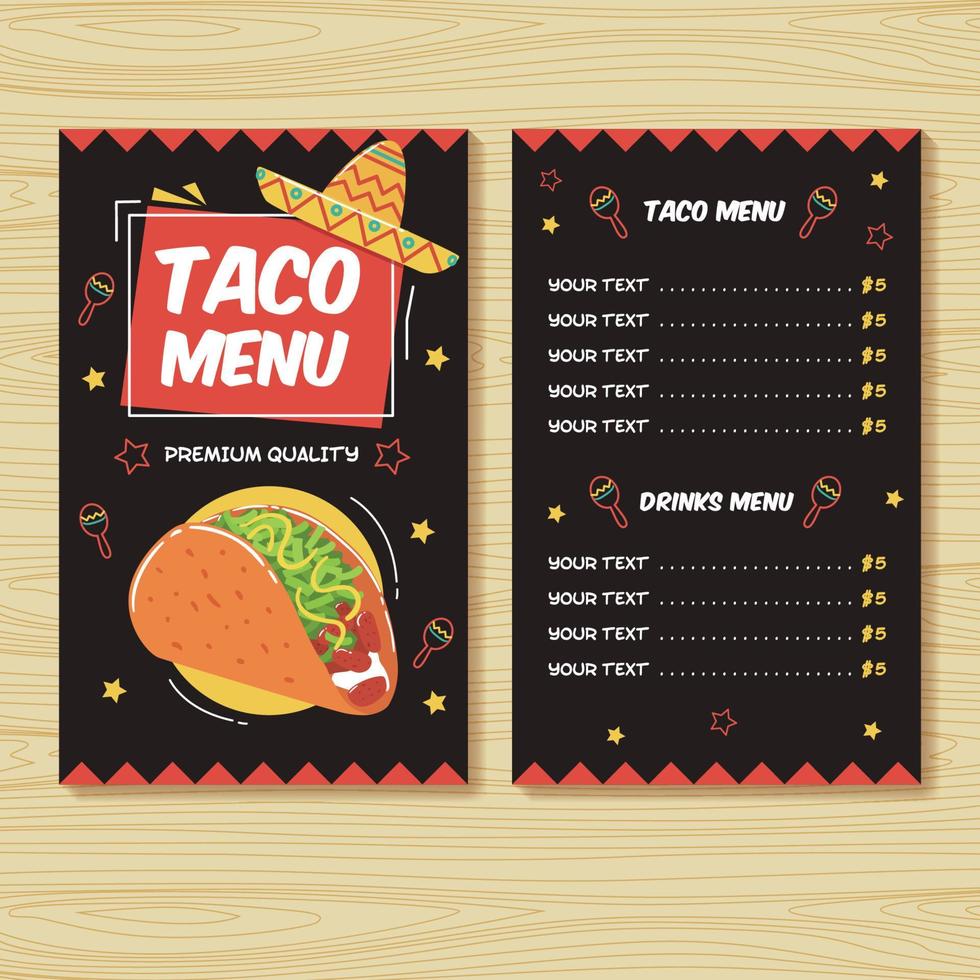 Taco-Menüvorlage vektor