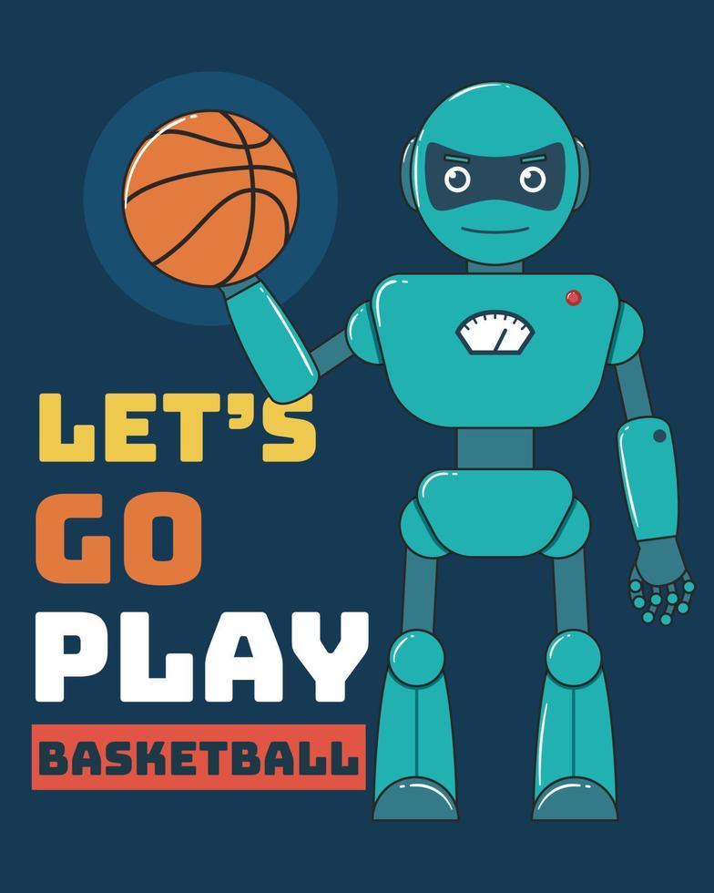 robot spelar basketboll vektor