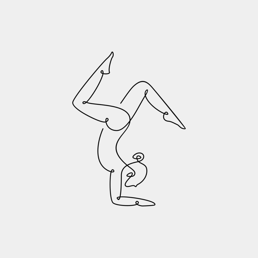yoga kontinuerlig ett lline teckning vektor