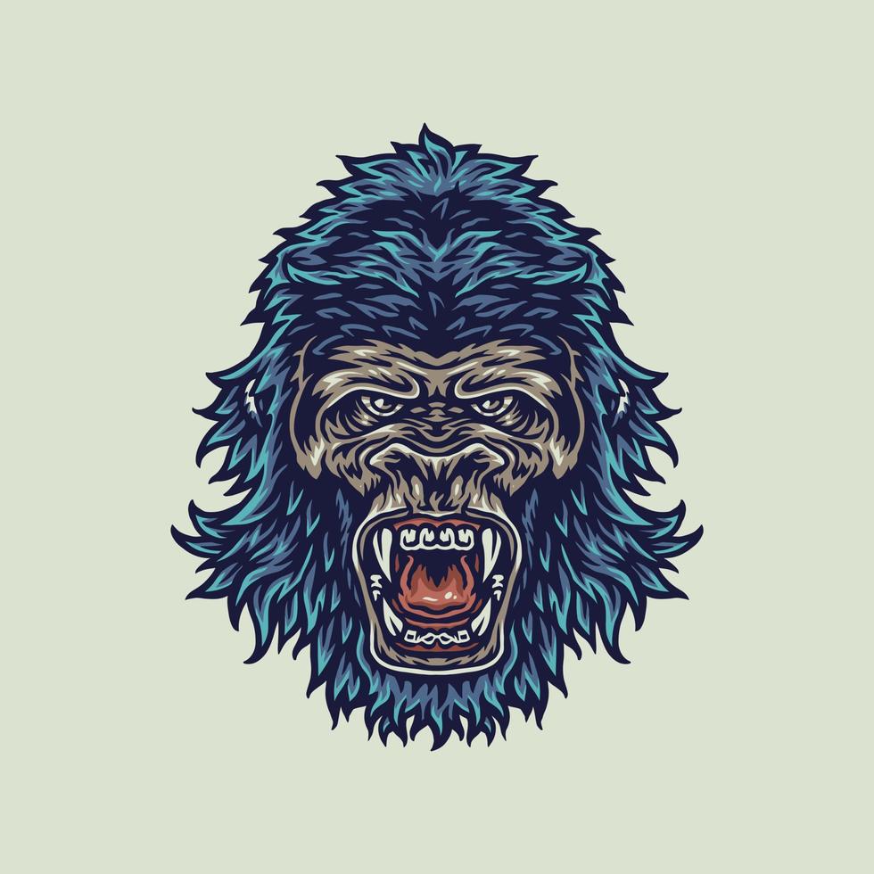 vektorillustration des gorillas, handgezeichneter linienstil mit digitaler farbe, vektorillustration vektor