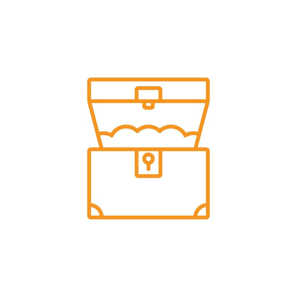 eps10 orangefarbenes Vektor-Schatztruhe-Symbol isoliert auf weißem Hintergrund. offenes Schatzsymbol in einem einfachen, flachen, trendigen, modernen Stil für Ihr Website-Design, Logo, Piktogramm und mobile Anwendung vektor