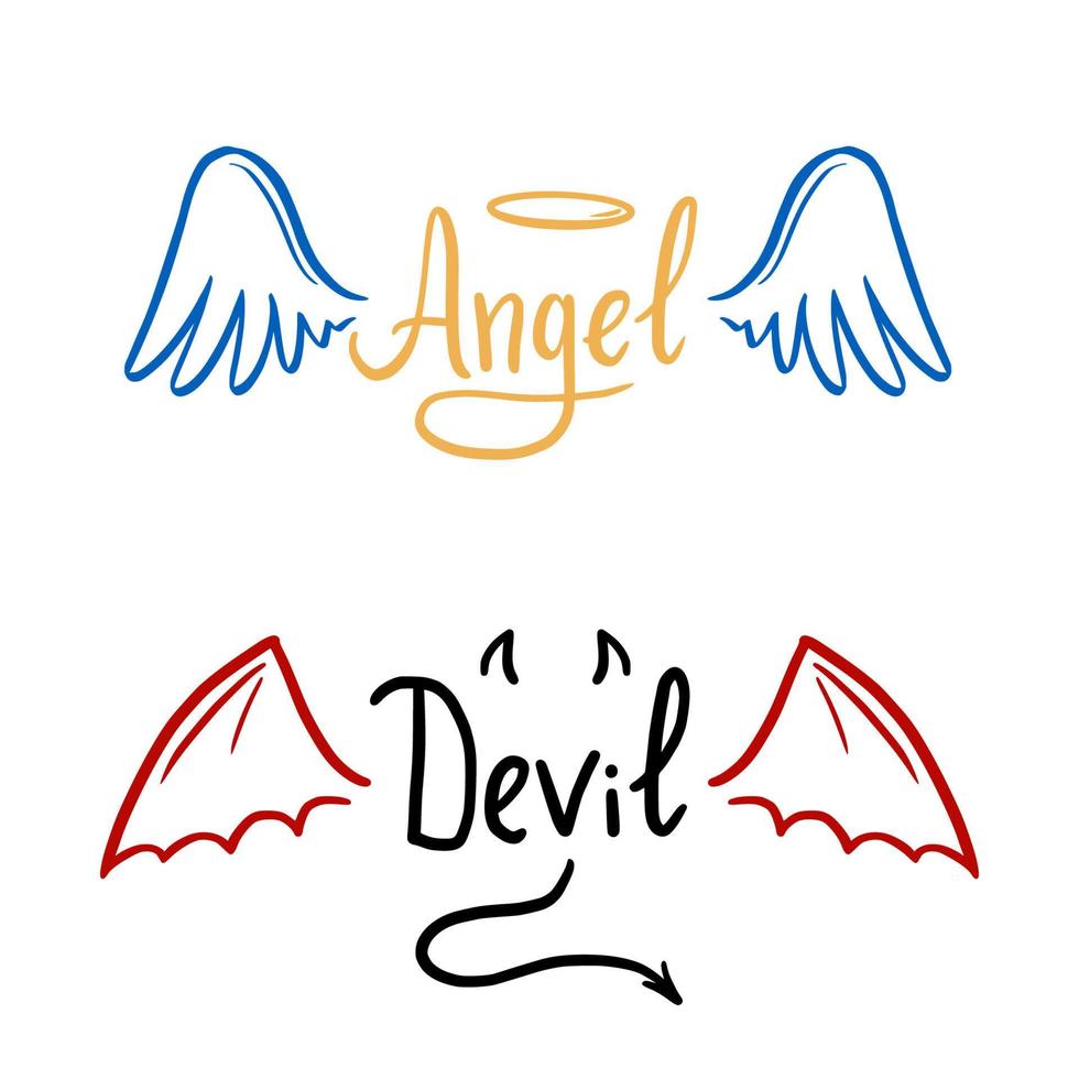ängel och djävul stiliserade vektorillustration. vektor