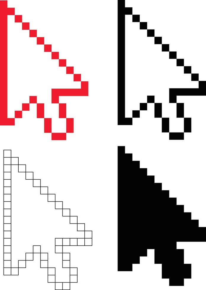 Cursor-Pixel-Symbol auf weißem Hintergrund. Pfeilzeichen. Navigationssymbol. flacher Stil. vektor