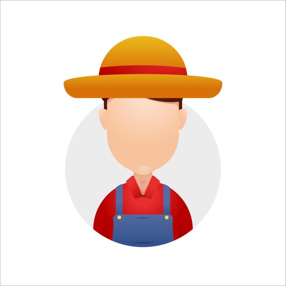 ung jordbrukare trädgårdsmästare med gul sugrör hatt Nej ansikte enkel huvud avatar karaktär ikon illustration vektor