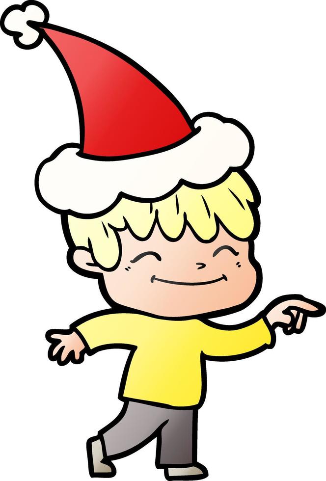 Steigungskarikatur eines glücklichen Jungen, der Sankt-Hut trägt vektor