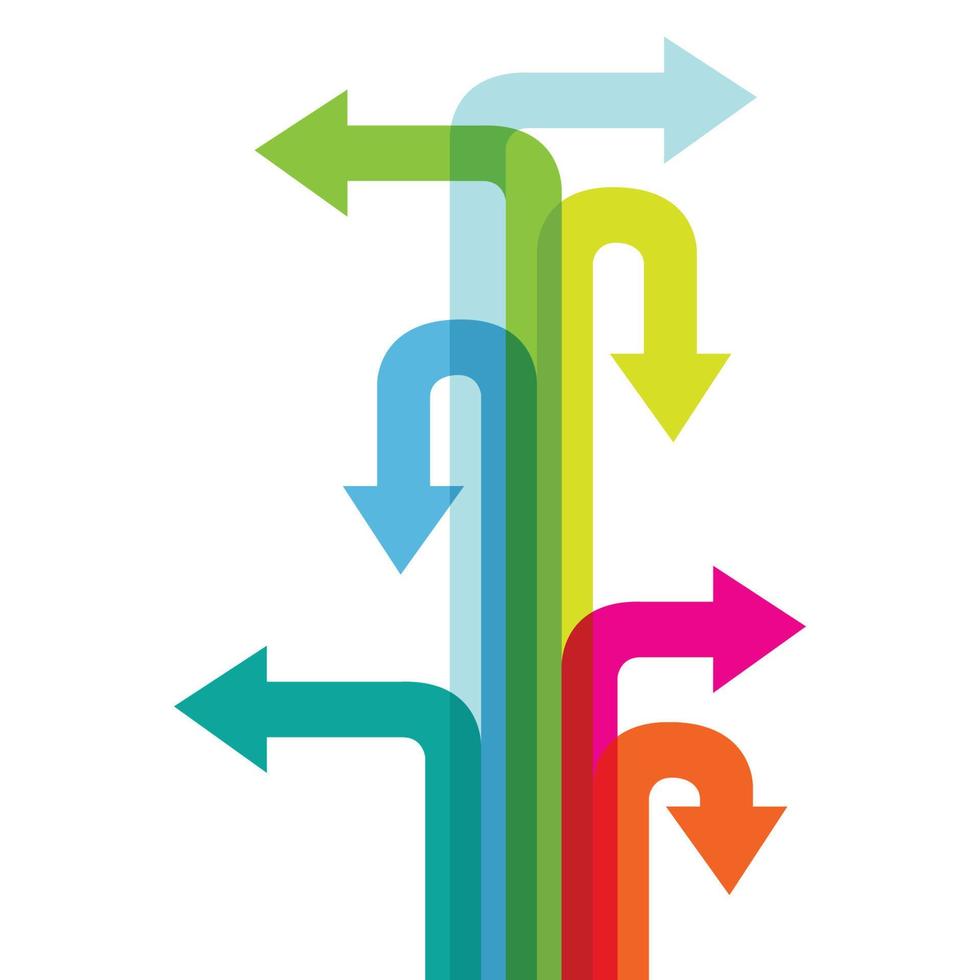 viele bunte pfeilrichtung. Vektor eps 10.
