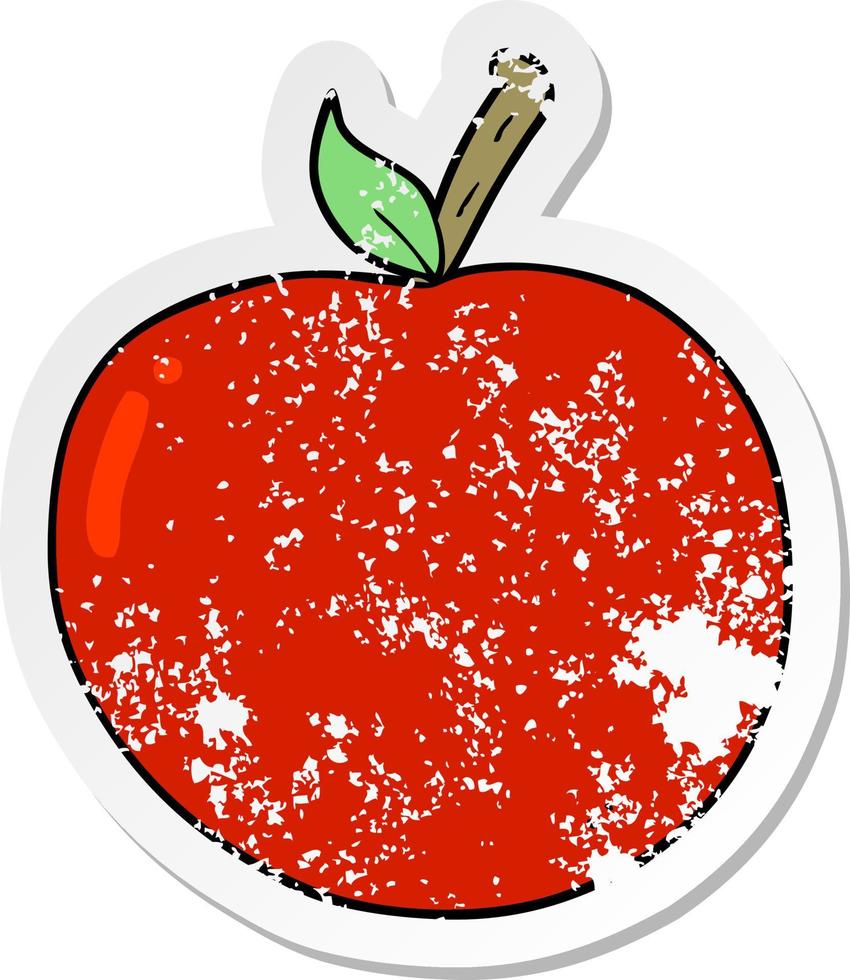 nödställda klistermärke av ett tecknat äpple vektor
