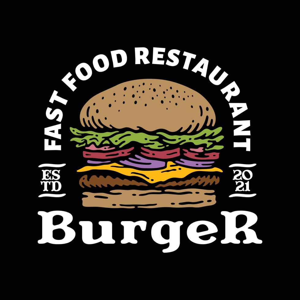 Logo-Abzeichen von Burger im Vintage-Design vektor