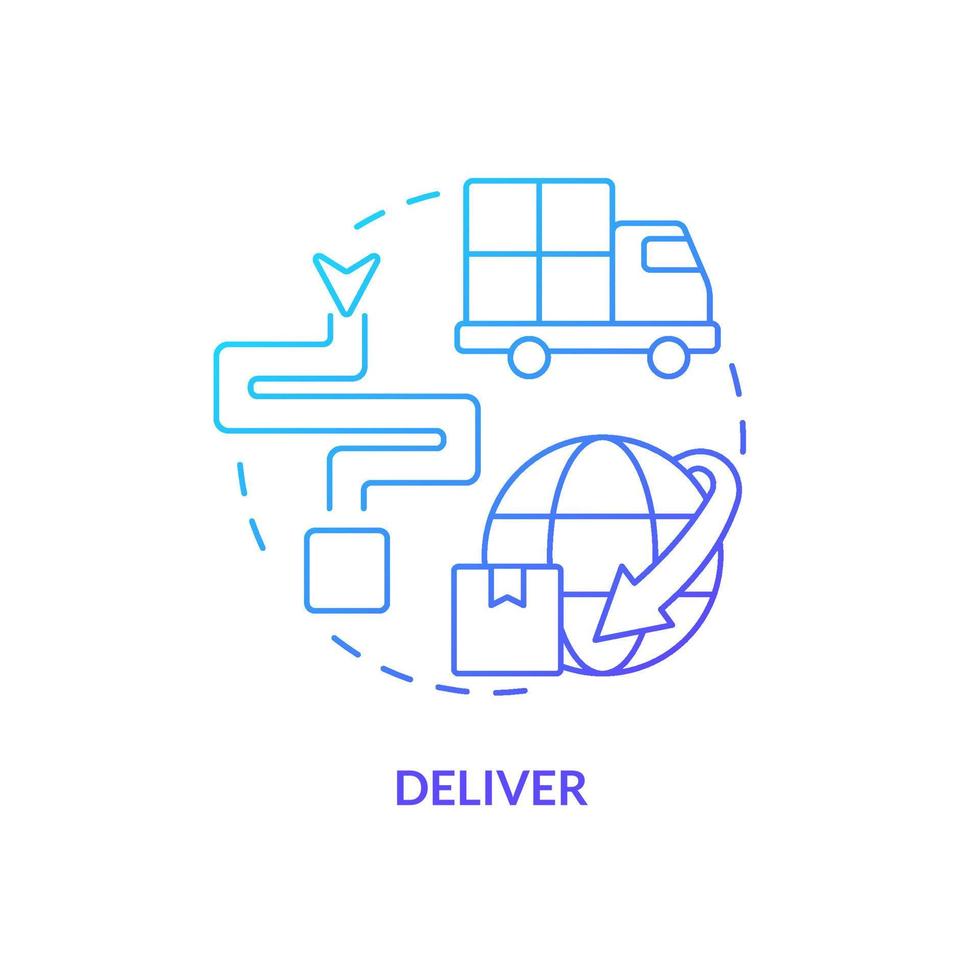 Symbol für blaues Farbverlaufskonzept liefern. Transport von Produkten. Komponente der abstrakten Idee des Supply Chain Managements, dünne Linie Illustration. isolierte Umrisszeichnung. vektor
