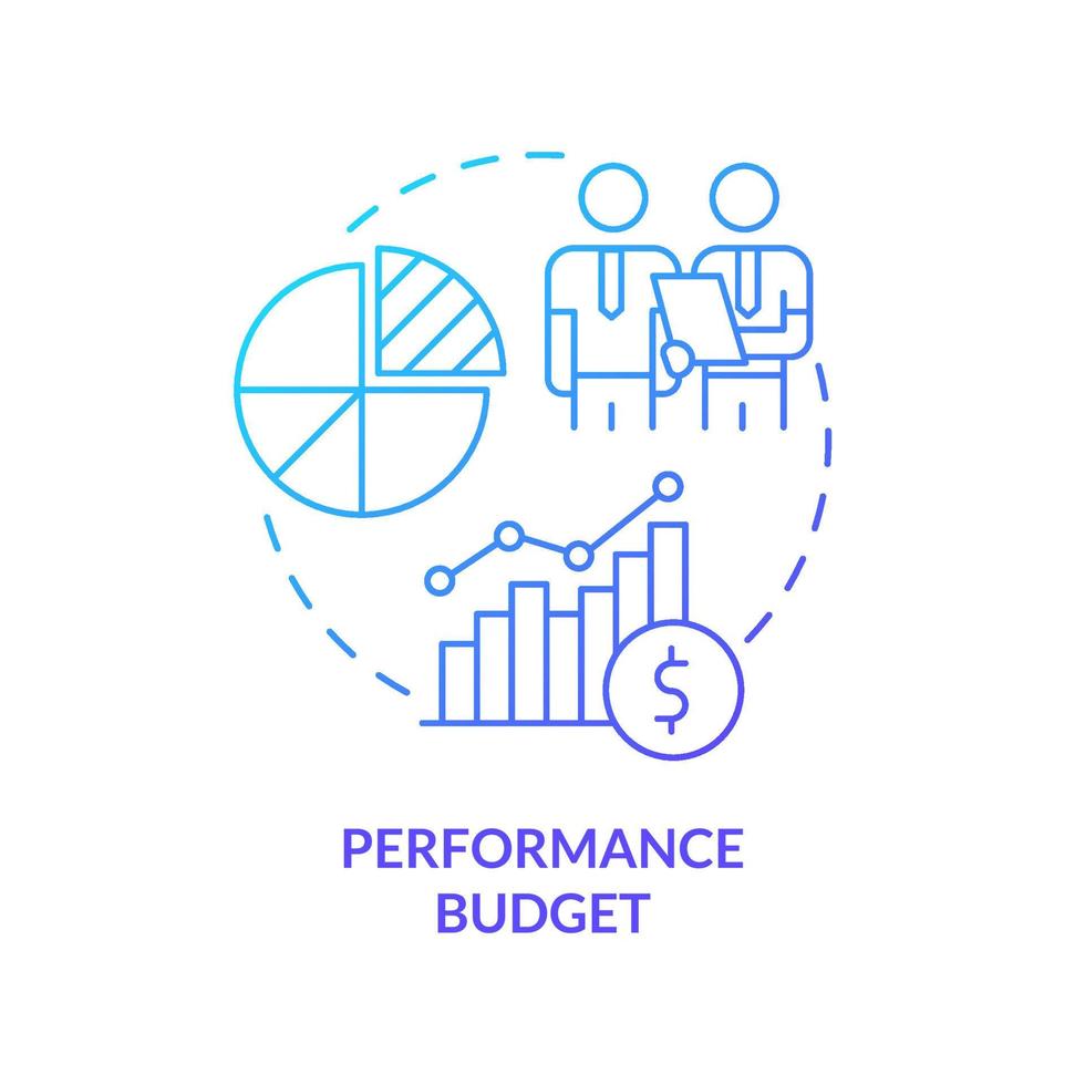 prestanda budget blå lutning begrepp ikon. finansiell program. regering budgetering typ abstrakt aning tunn linje illustration. isolerat översikt teckning. vektor