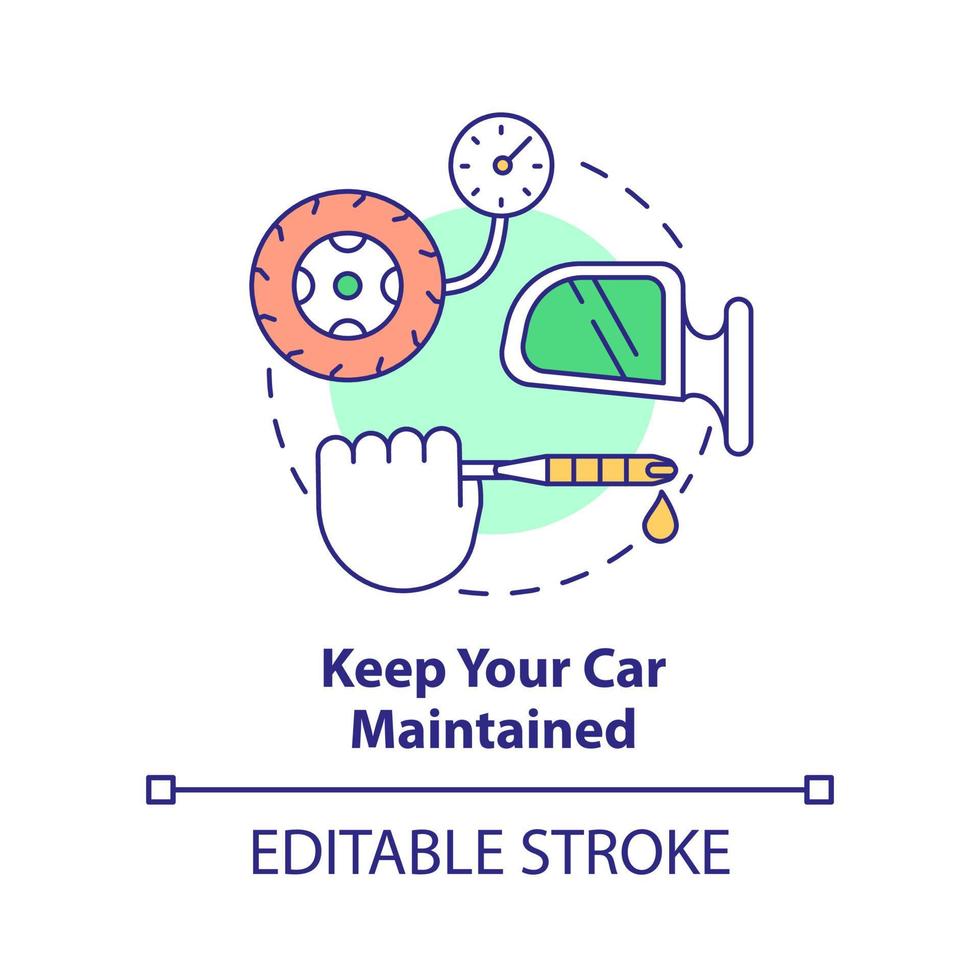 Halten Sie Ihr Auto gepflegtes Konzept-Symbol. Motoröl. Road Trip Empfehlung abstrakte Idee dünne Linie Illustration. isolierte Umrisszeichnung. editierbarer Strich. vektor