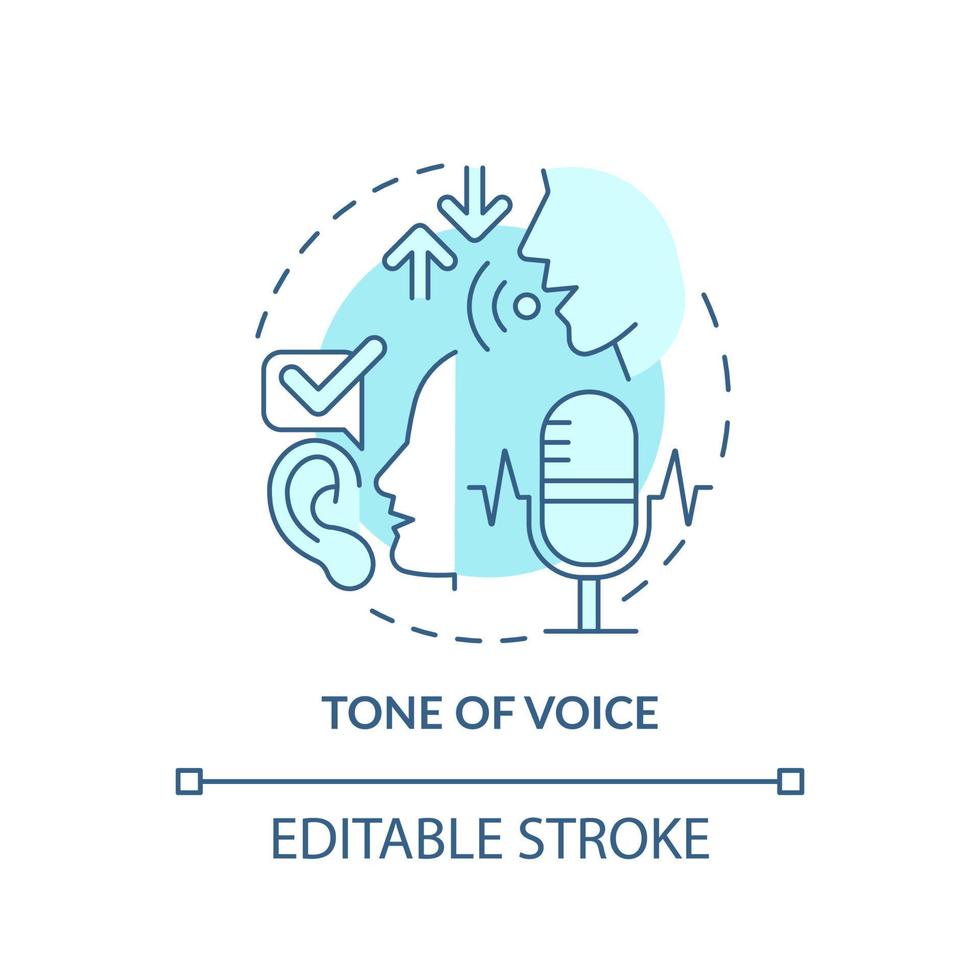 Symbol für das türkisfarbene Konzept der Stimme. nonverbale Kommunikation abstrakte Idee dünne Linie Illustration. Botschaften übermitteln. isolierte Umrisszeichnung. editierbarer Strich. vektor