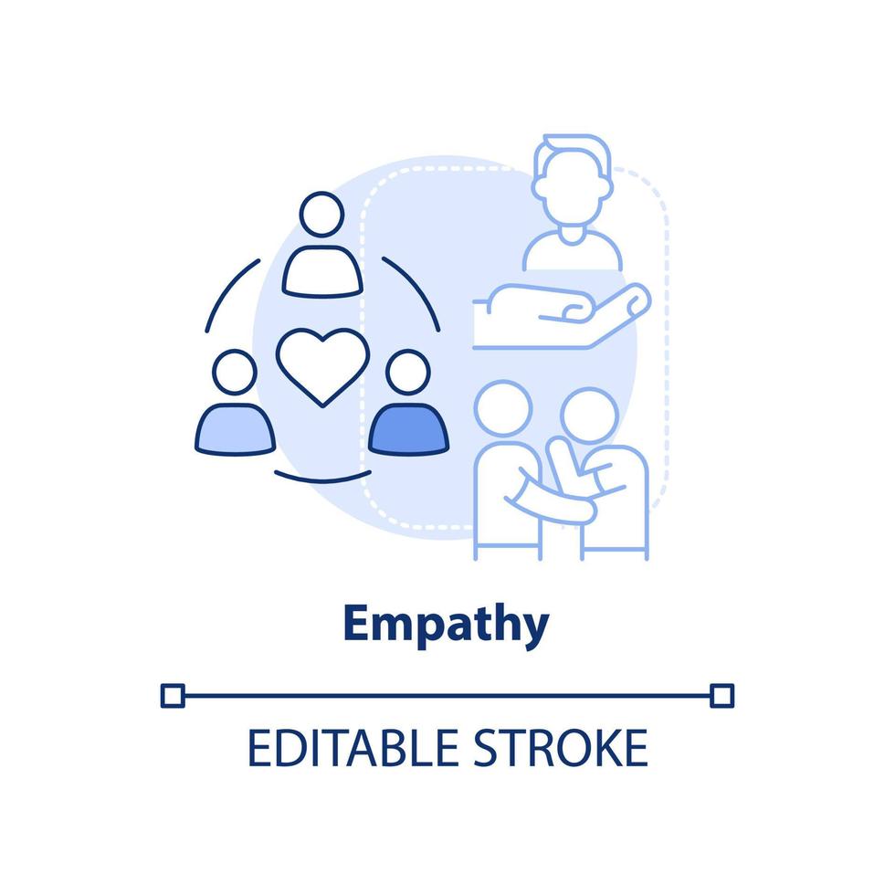 empati ljus blå begrepp ikon. mjuk skicklighet för karriär Framgång abstrakt aning tunn linje illustration. delning känslor. isolerat översikt teckning. redigerbar stroke. vektor