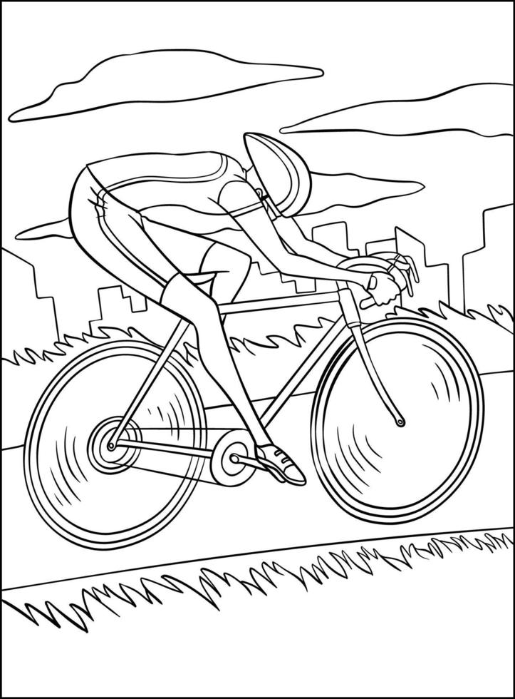 väg cykel tävlings färg sida för barn vektor