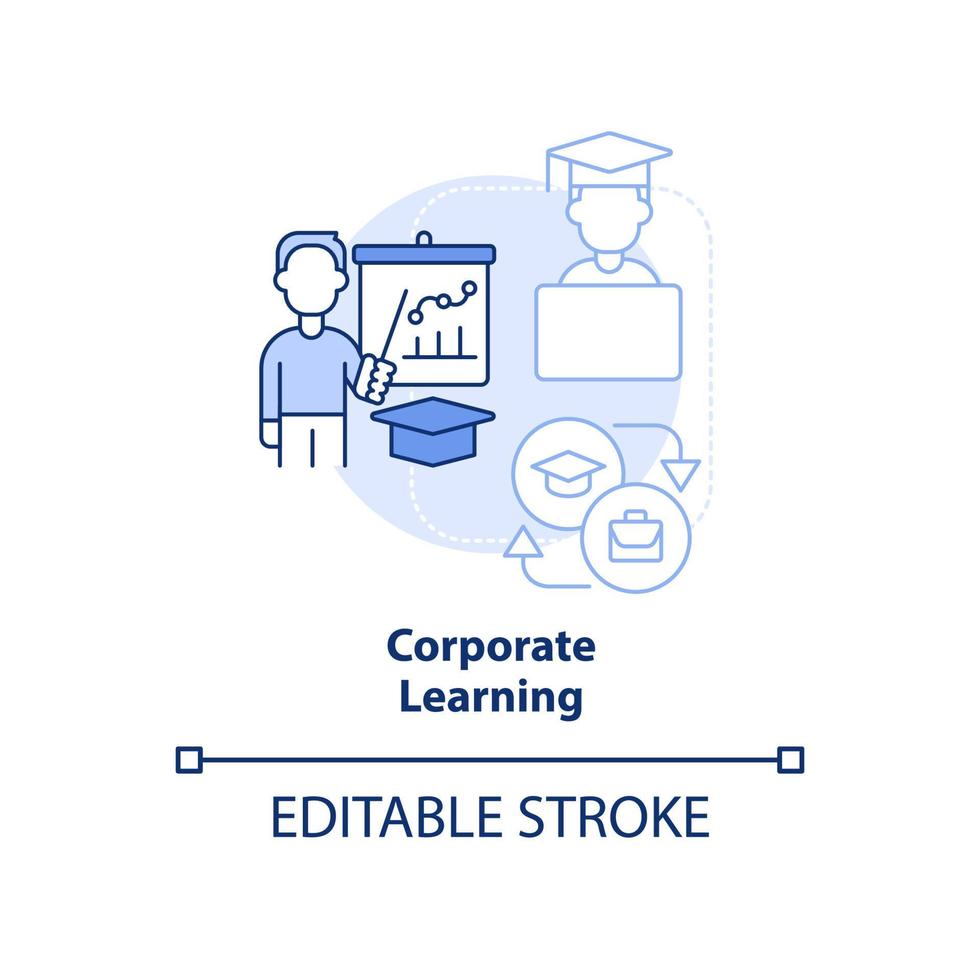 Corporate Learning hellblaues Konzept-Symbol. neueste nachfragefähigkeit in der entwicklung abstrakte idee dünne linienillustration. isolierte Umrisszeichnung. editierbarer Strich. vektor