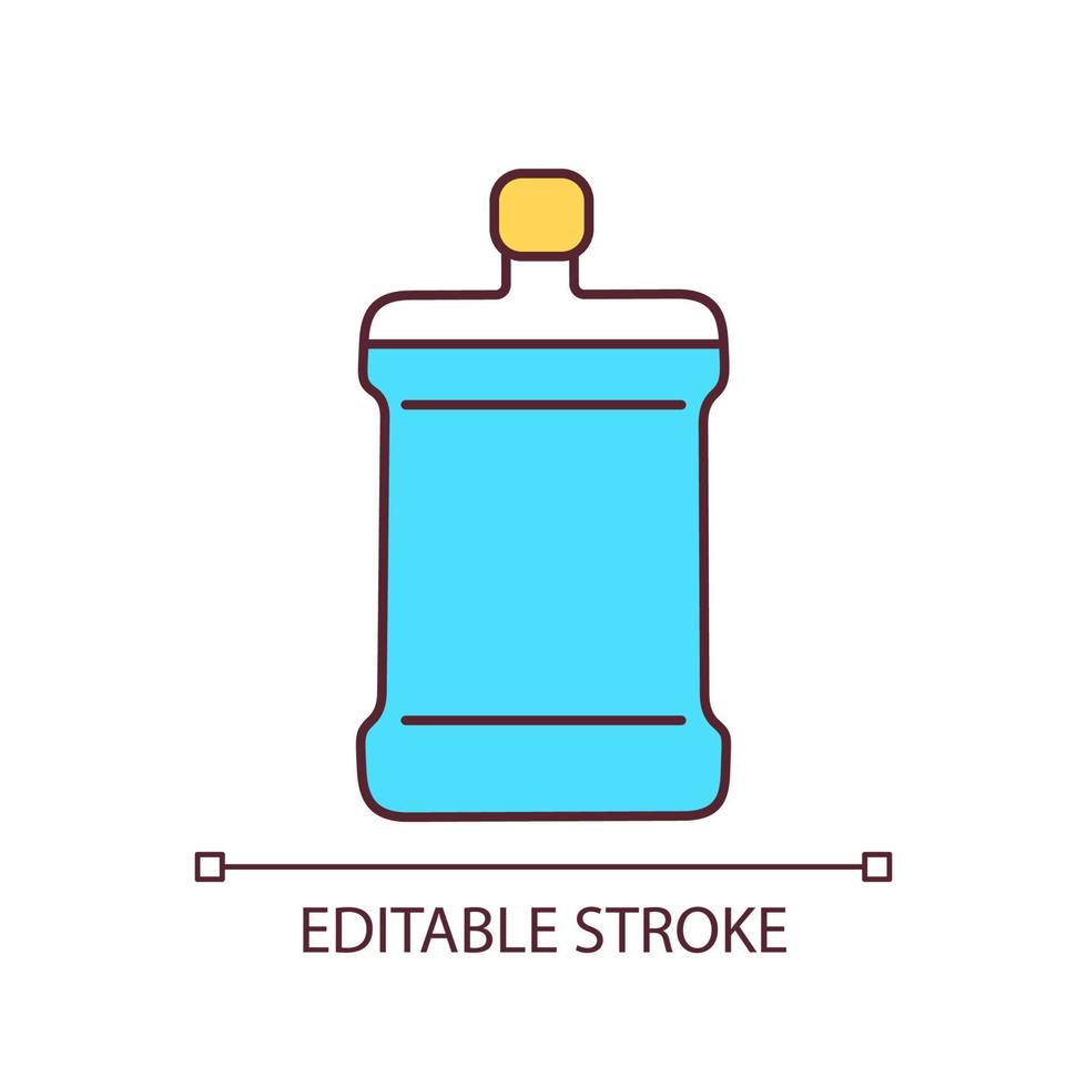 Flasche sauberes Wasser RGB-Farbsymbol. Vorbereitung der Trinkwasserreserve. Flüssigkeitszufuhr und Gesundheitswesen. isolierte Vektorillustration. einfache gefüllte Strichzeichnung. editierbarer Strich. vektor