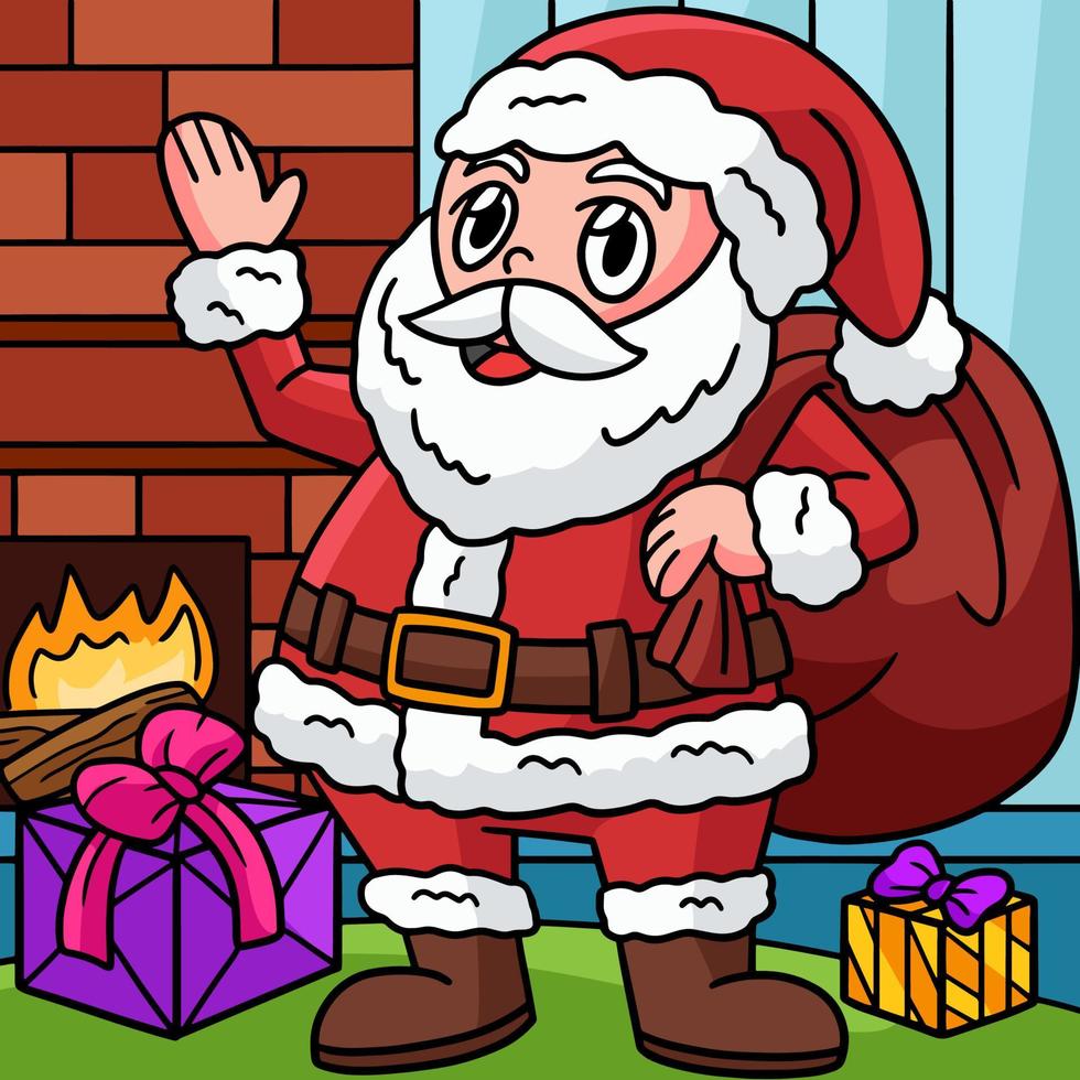 santa claus färgad tecknad serie illustration vektor