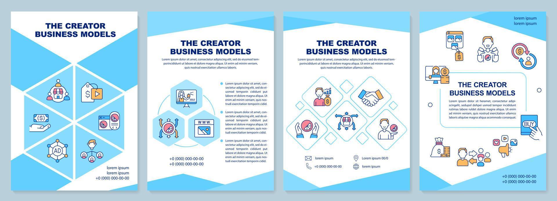 skapare företag modeller blå broschyr mall. folder design med linjär ikoner. redigerbar 4 vektor layouter för presentation, årlig rapporterar.