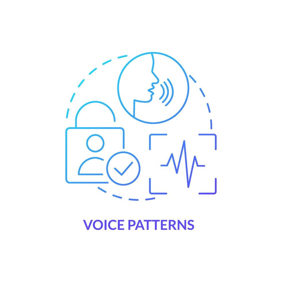 Sprachmuster blaues Farbverlauf-Konzept-Symbol. biometrische identifikationstechnologie abstrakte idee dünne linie illustration. Spracherkennung. isolierte Umrisszeichnung. vektor