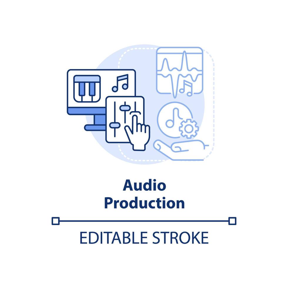 hellblaues Konzeptsymbol für die Audioproduktion. Auswahl der Top-Fähigkeit für Freiberufler abstrakte Idee dünne Linie Illustration. isolierte Umrisszeichnung. editierbarer Strich. vektor