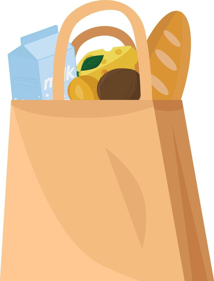 papper väska med mat Produkter handla vektor