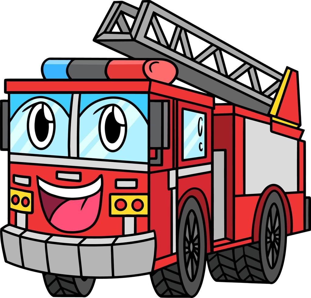 brandbil med ansikte fordon tecknad serie ClipArt vektor