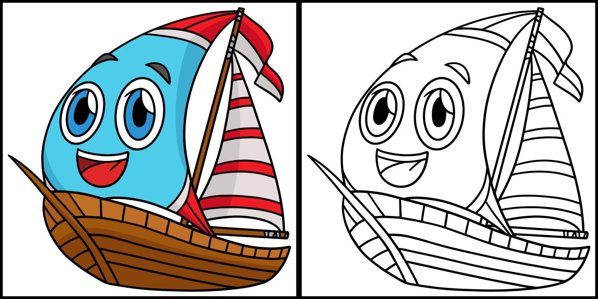 segelbåt med ansikte fordon färg illustration vektor
