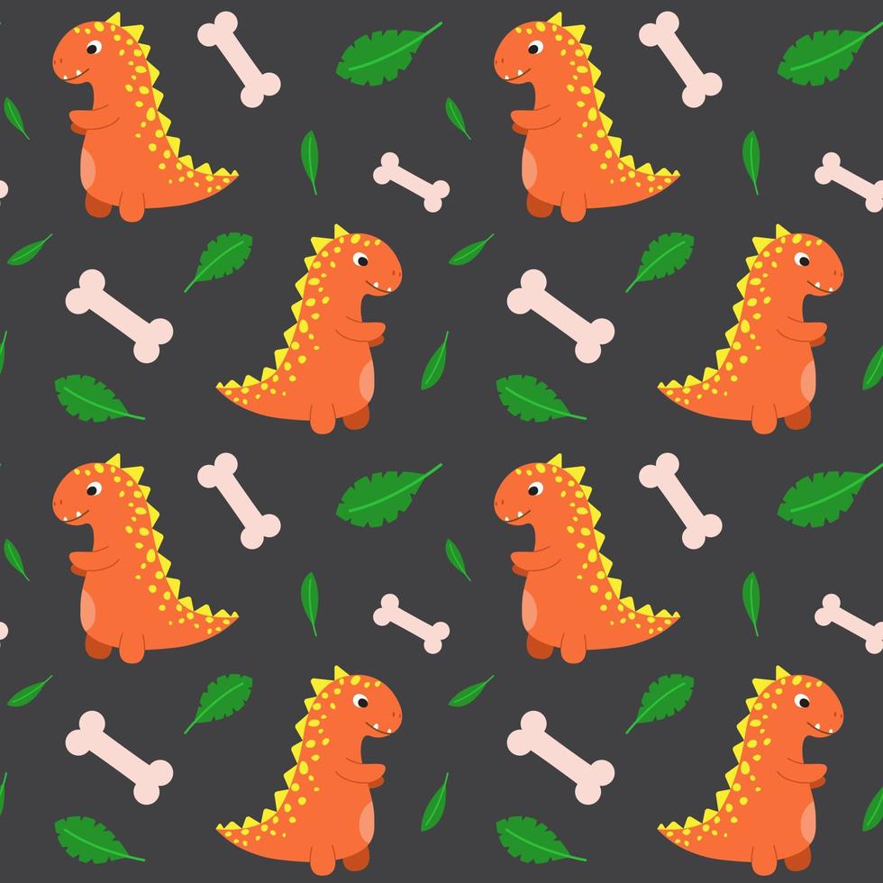 Nahtloses Muster mit lustigen Cartoon-Dinosauriern. niedlicher druck für kinderkleidung, textilien, kinderzimmerdekoration. babyhintergrund für stoff, postkarte, geschenkpapier, geschenkprodukte, tapeten vektor