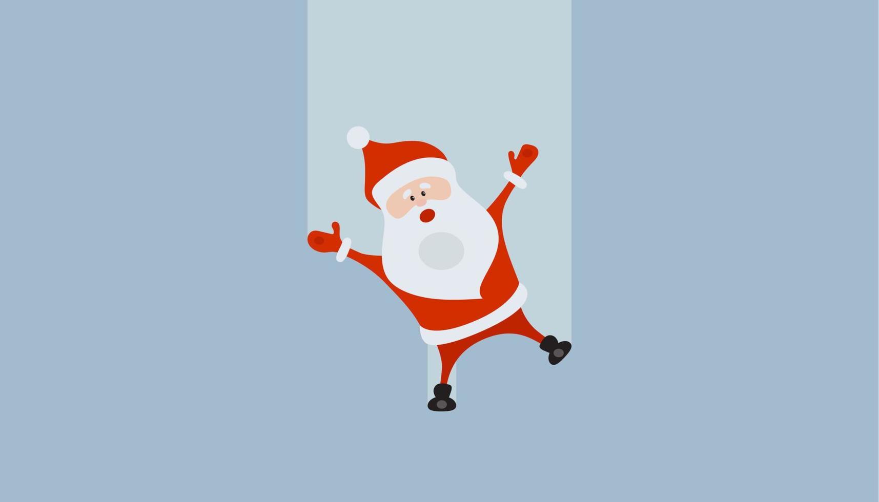 lustige frohe weihnachten weihnachtsmann-figur auf dem fenster. für Karte, Banner, Tag und Label. vektor