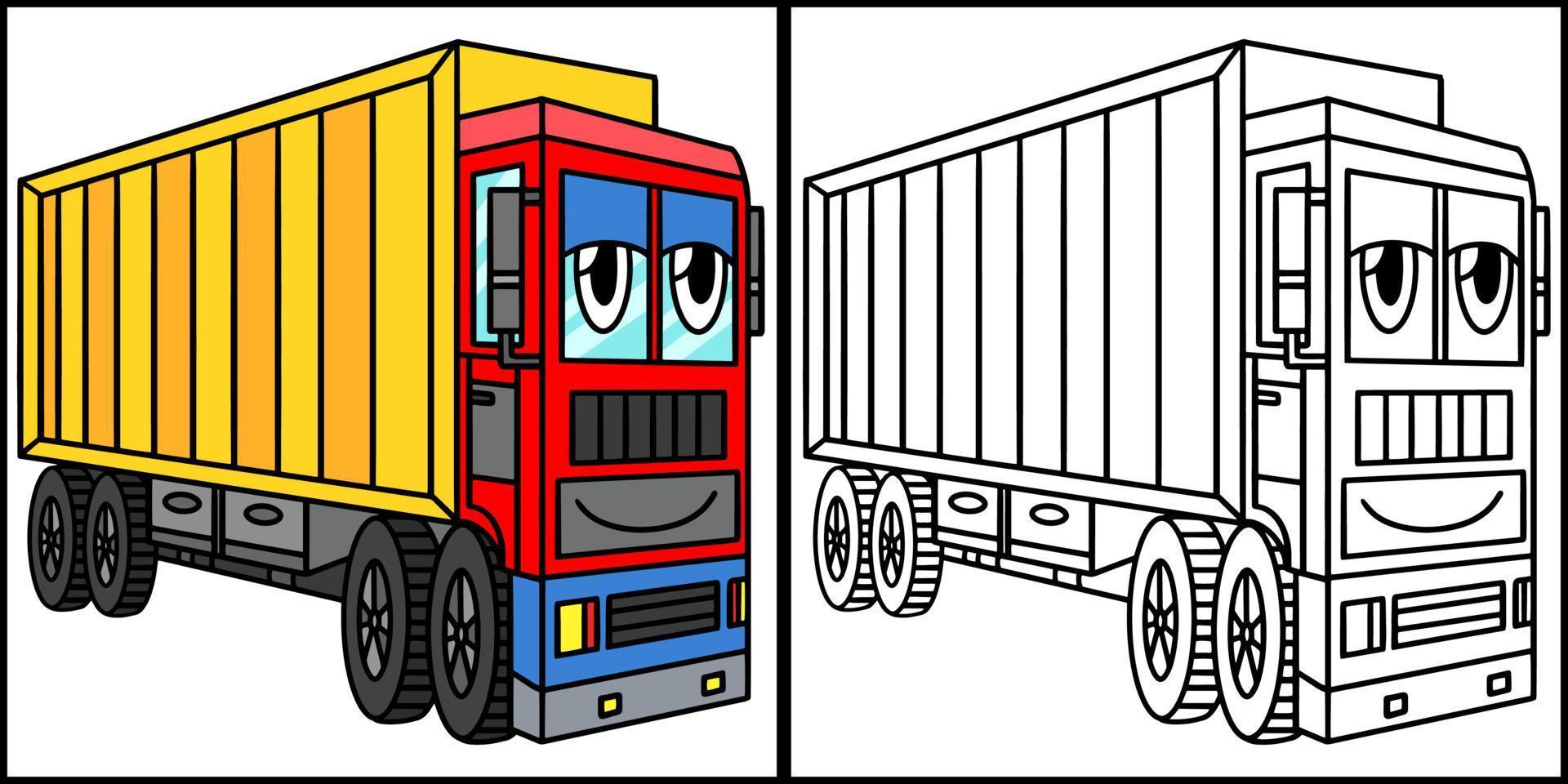 lkw mit gesicht fahrzeug malseite illustration vektor