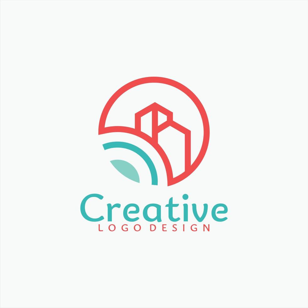 Logo-Vektordesign der abstrakten Stadtillustration vektor