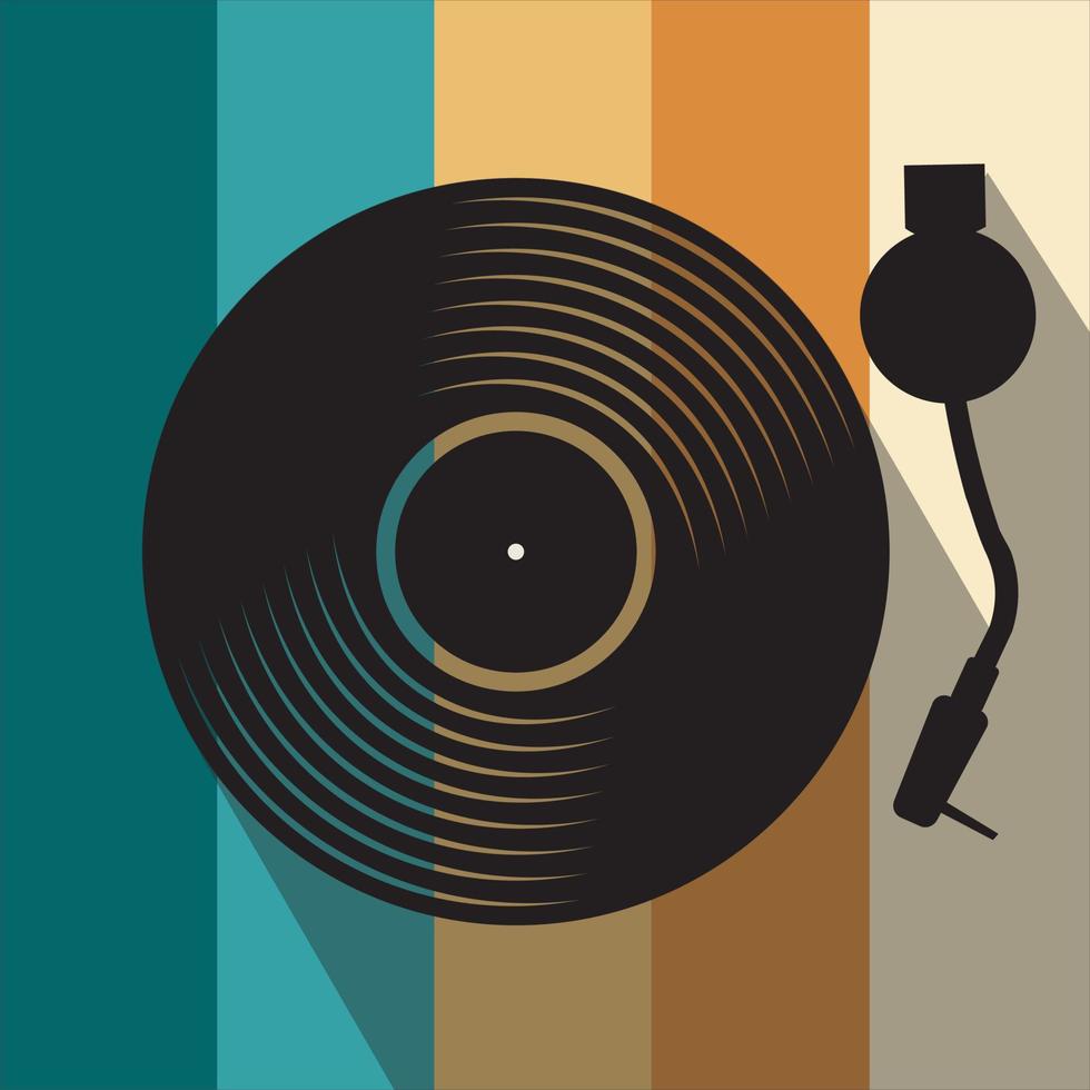 svart vinyl spela in skiva platt retro begrepp vektor illustration