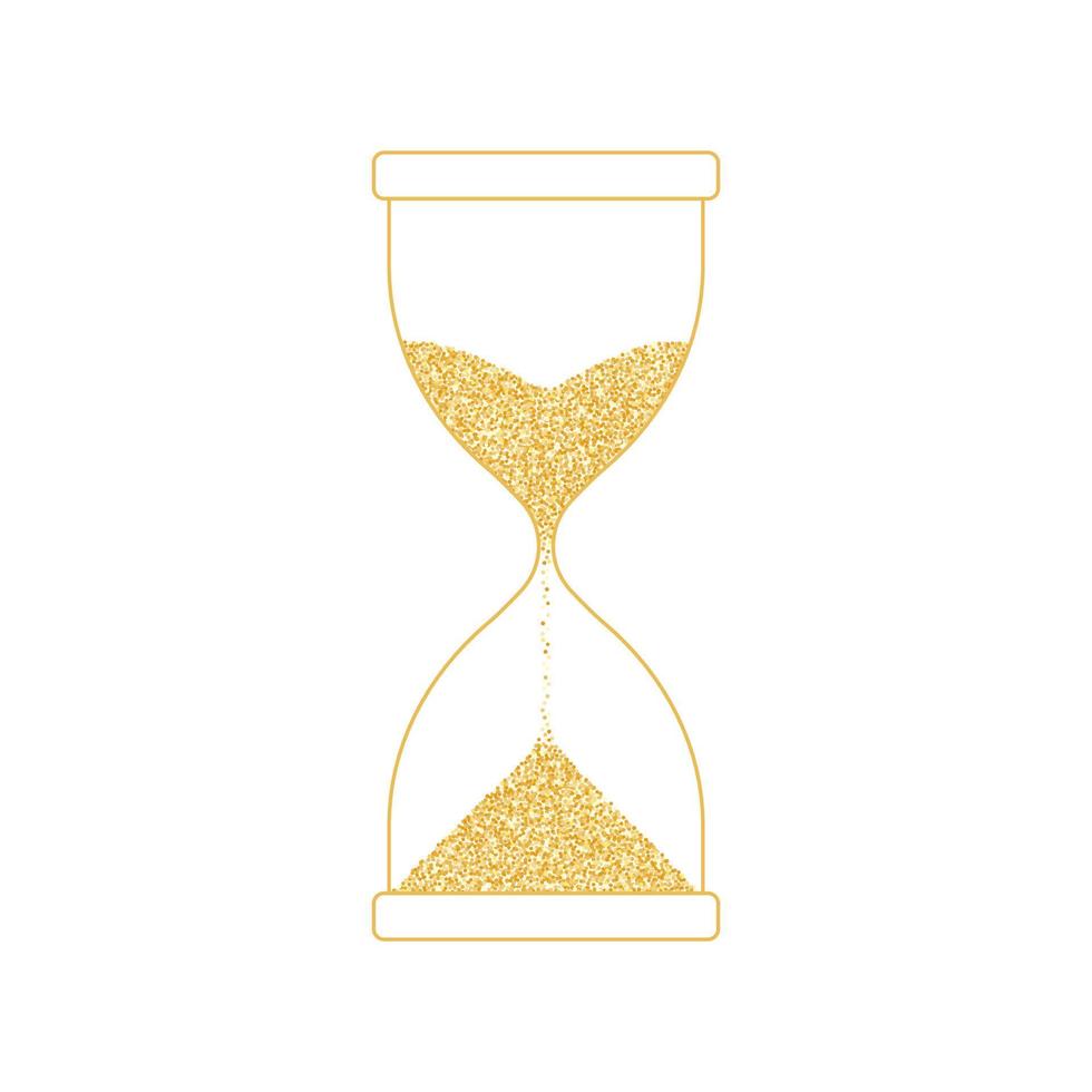 Sanduhr aus goldenen Lichtpartikeln. countdown, fließendes zeitkonzept. Vektor auf weißem Hintergrund