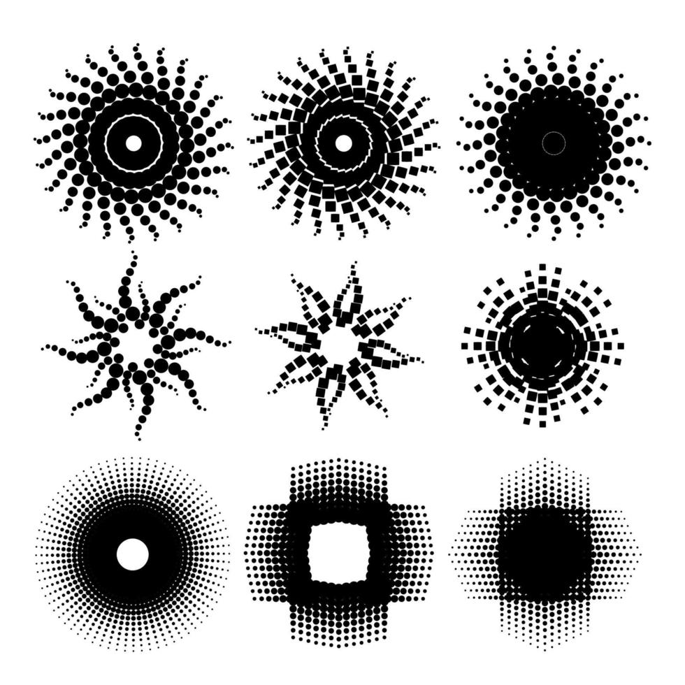 halvton prickar på vit bakgrundsuppsättning av design element i vektor