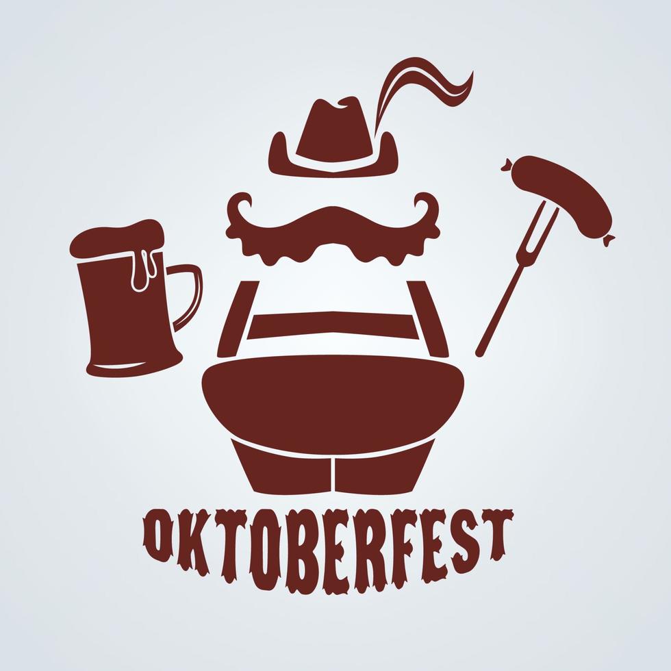 oktoberfest ikon i vektor. mustasch man med öl vektor