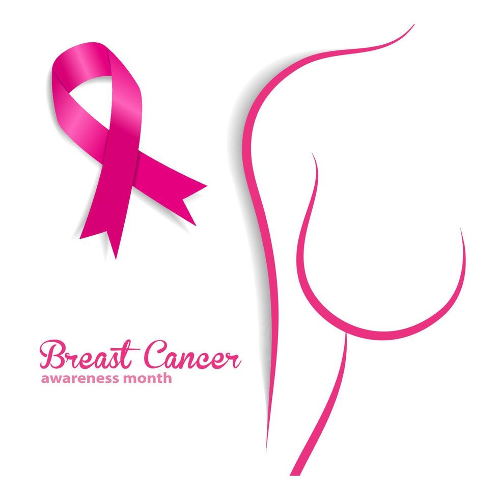 bröst cancer medvetenhet månad. rosa band vektor illustration