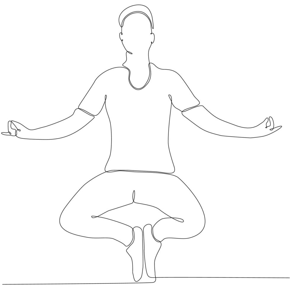 Kontinuierliche Linienzeichnung des Menschen durch Körper-Yoga-Vektorillustration vektor